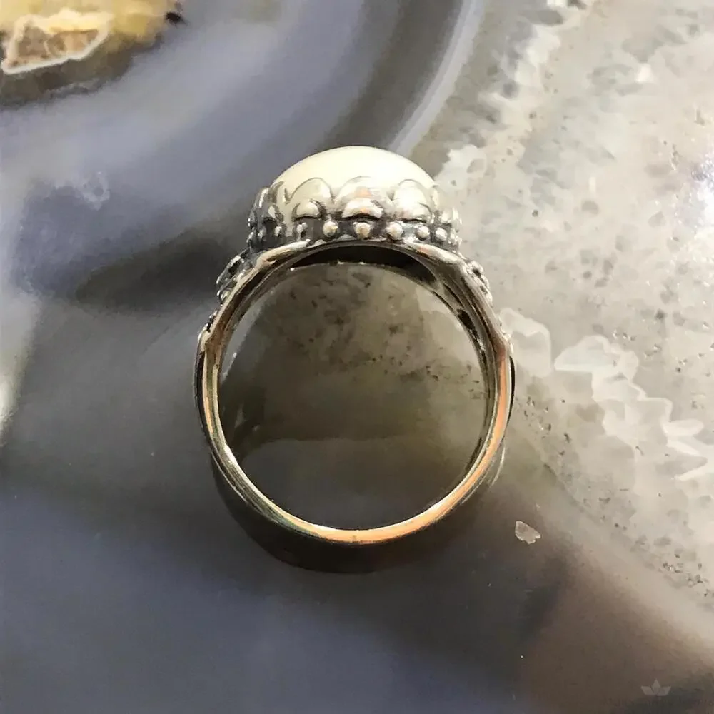 Carolyn Pollack Sterling Silver Oval White Jasper Dome Ring Size 9 For Women - Picture 8 of 10